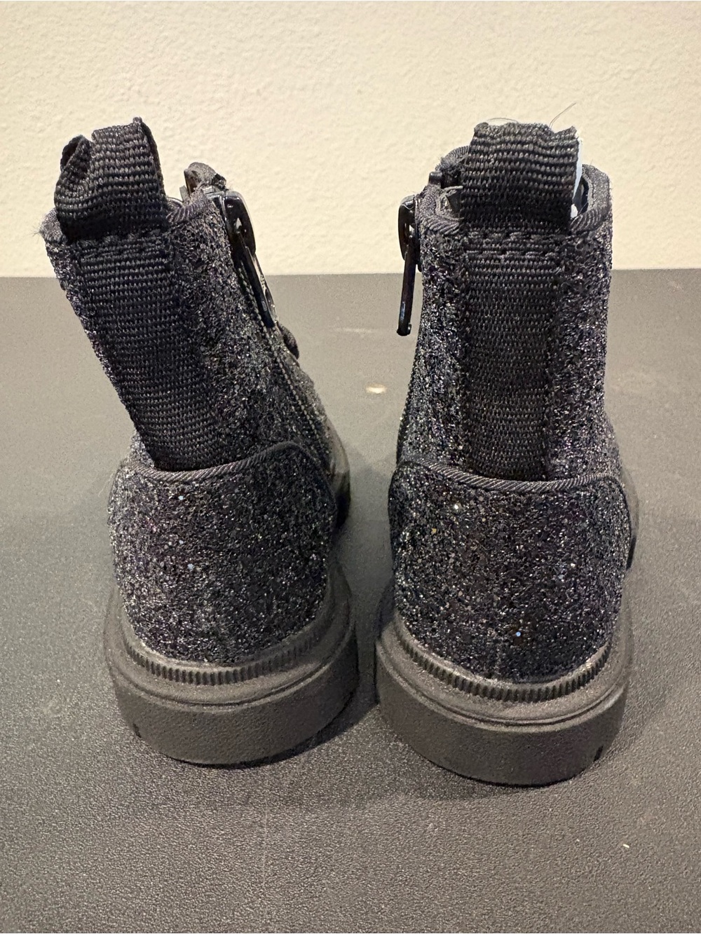 Toddler Girls' Khloe Black Glitter Ankle Combat Boots - Cat & Jack Size 5 - Picture 6 of 10